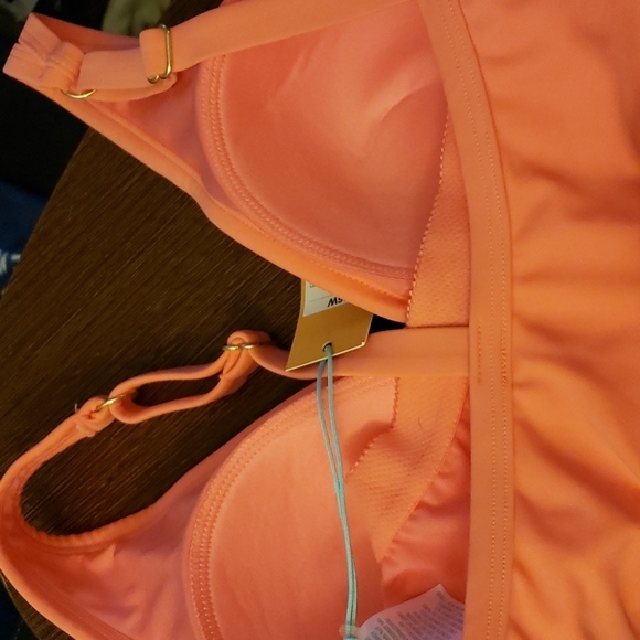 Kona Sol Peach V-neck High Leg Swimsuit Size L NWOT - Picture 6 of 8